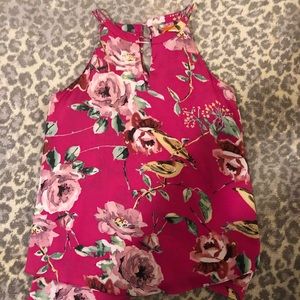 Colorful halter-style blouse.